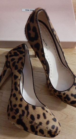 Miu Miu Leopard Print 5inch Heel Platform Sole, 38 - Picture 2 of 9